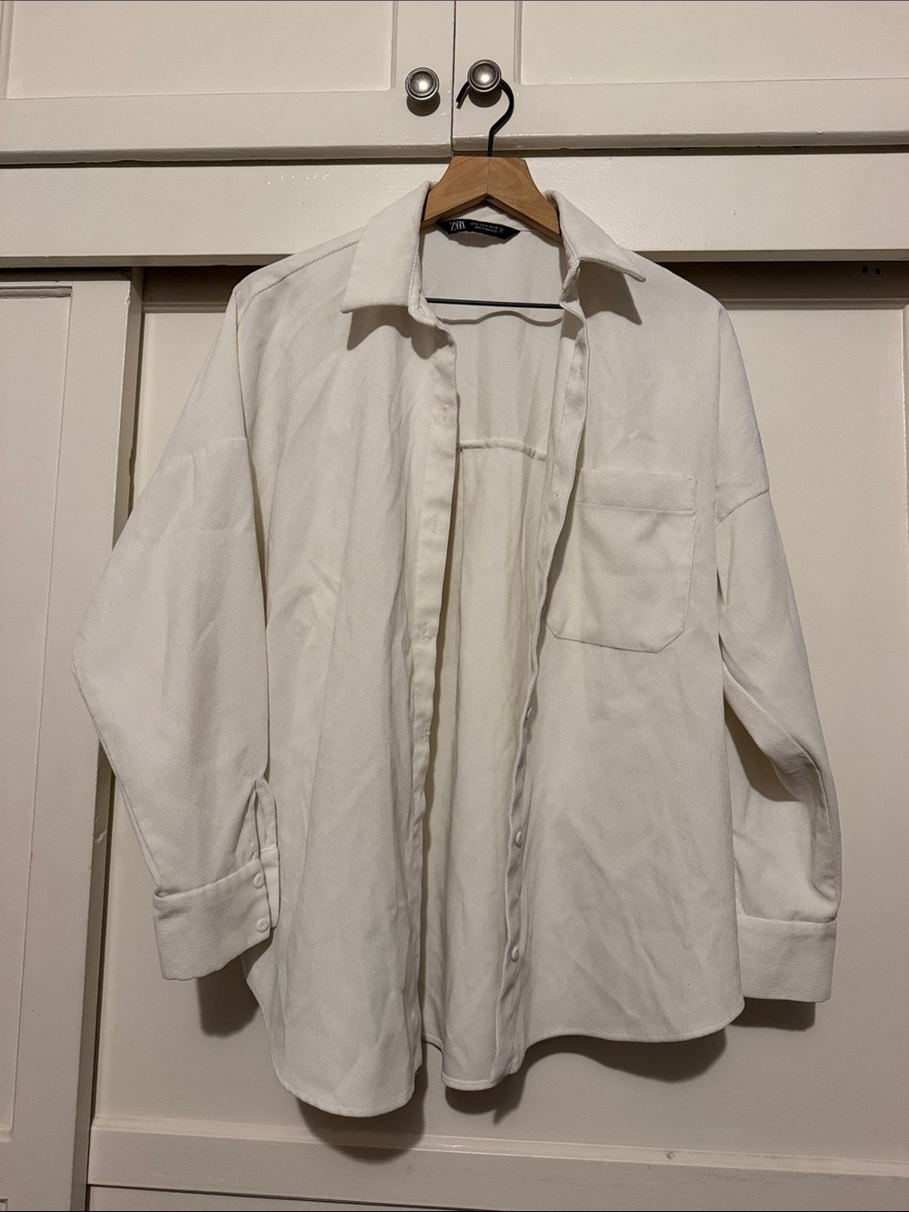 Zara Cream Oversized Shirt Jacket